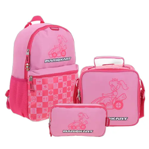 Kit Escolar Mario Bros by Chenson (Mochila + Lonchera + Lapicera) Rosa Infantil - Modelo MB70359
