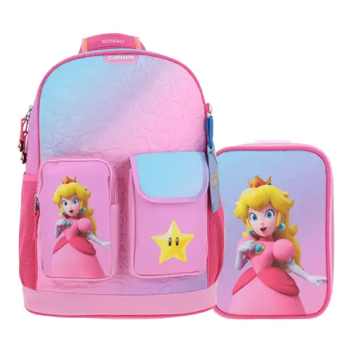 Kit Escolar Mario Bros by Chenson (Mochila + Lapicera) Rosa Infantil - Modelo MB70430