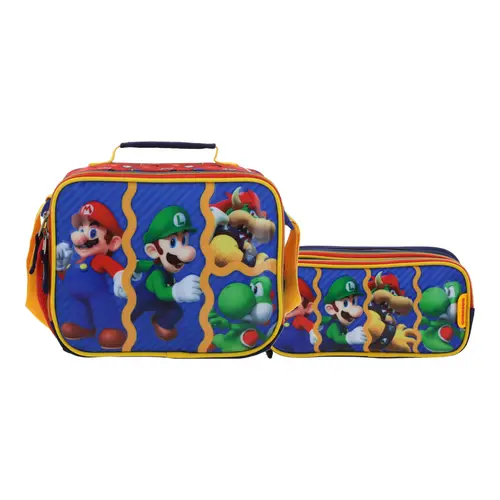 Kit Escolar Mario Bros by Chenson Mochila + Mochila Rojo Infantil