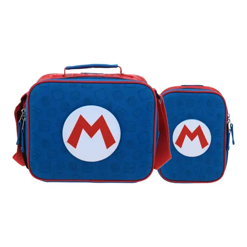 Kit Escolar Mario Bros by Chenson (Lonchera + Lapicera) Azul Infantil