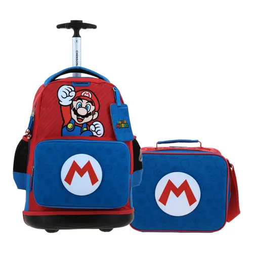 Kit Escolar Mario Bros by Chenson Mochila + Lonchera Azul Infantil