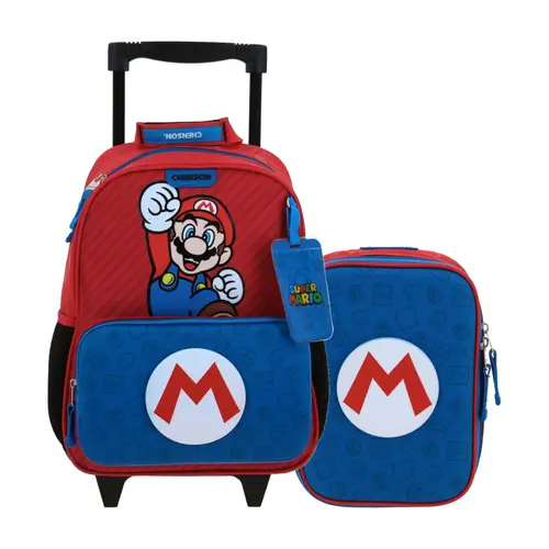 Kit Escolar Mario Bros by Chenson (Mochila + Lapicera) Azul Infantil