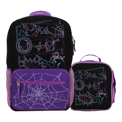 Kit Escolar Spider-Man Miles Morales by Chenson (Mochila + Lonchera) Negro Infantil - Modelo MM70310
