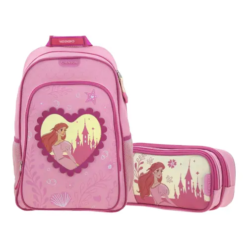 Kit Escolar Ariel La Sirenita by Chenson (Mochila + Lapicera) Rosa Infantil