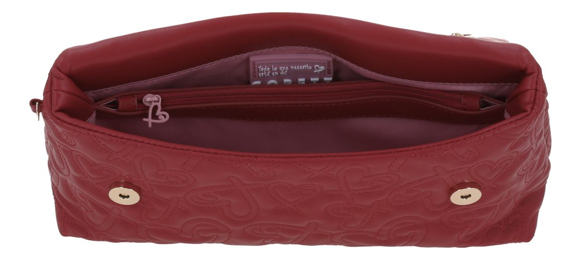 Bolsa Crossbody Gorett Shantal Gs25084-r Color Rojo Correa De Hombro Rojo Diseño De La Tela Corazones - vista 2