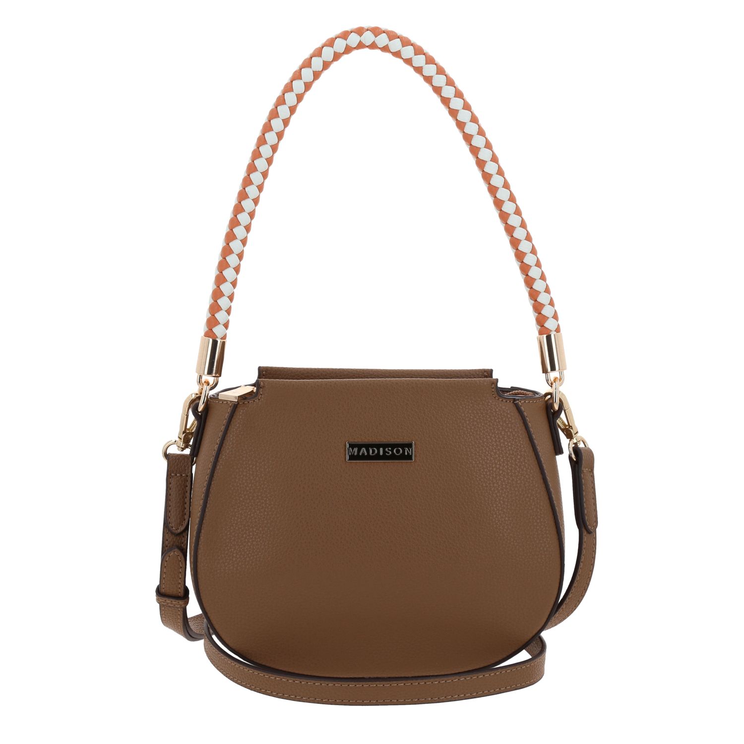 Bolsa de lado para dama Madison by Chenson café con cierre y asa ajustable