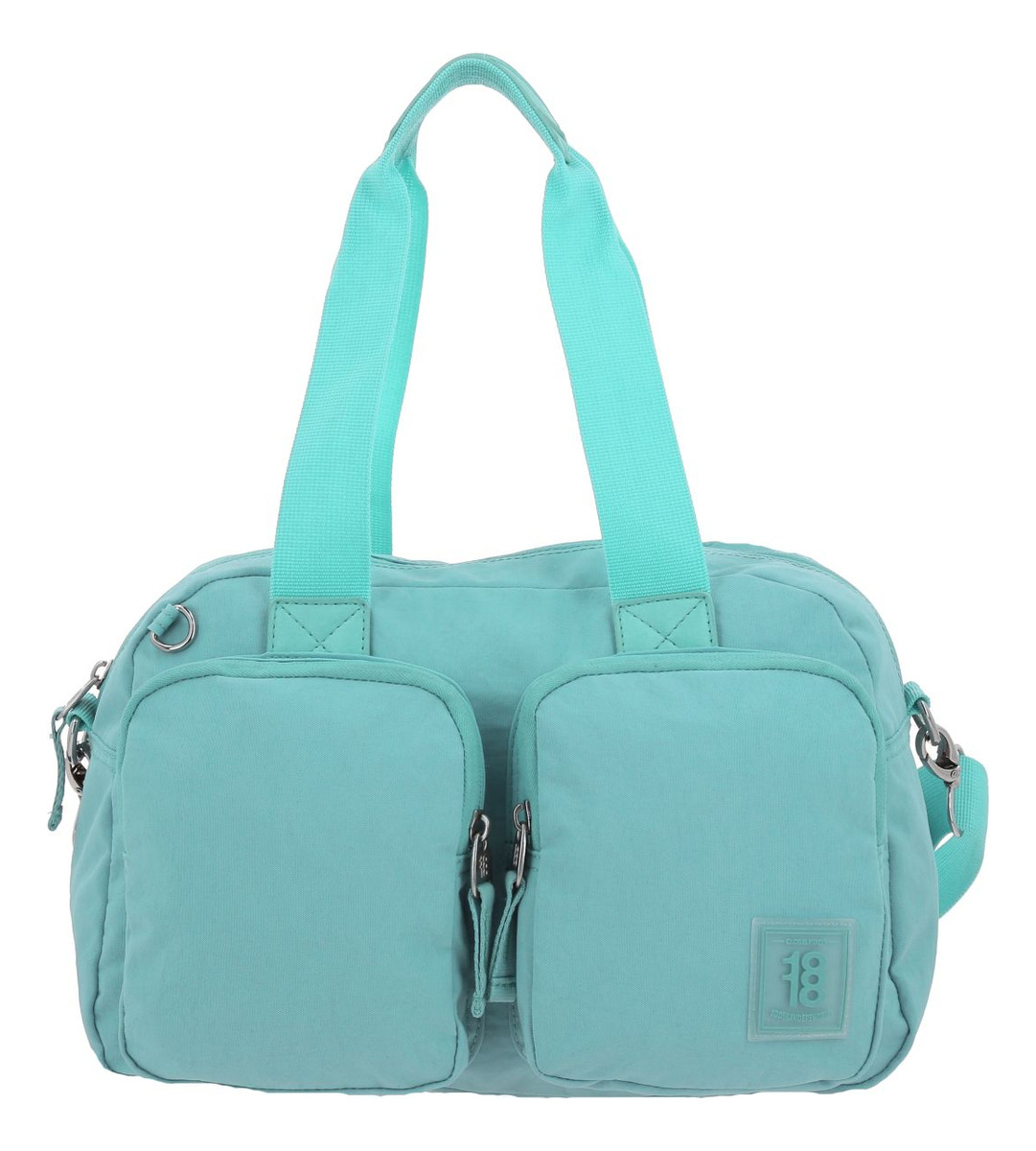 Bolsa De Mano Chenson 1818 Zilp Impermeable Turquesa Acabado De Los Herrajes Níquel Diseño De La Tela Liso