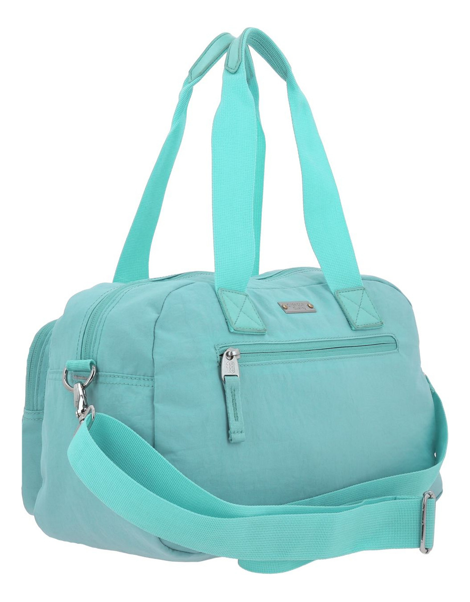 Bolsa De Mano Chenson 1818 Zilp Impermeable Turquesa Acabado De Los Herrajes Níquel Diseño De La Tela Liso 5