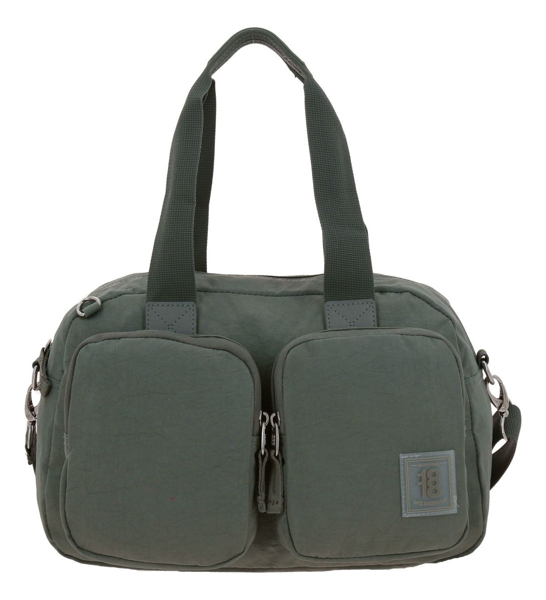 Bolsa De Mano Chenson Juvenil 18181 Verde Militar Zilp Acabado De Los Herrajes Níquel Diseño De La Tela Liso