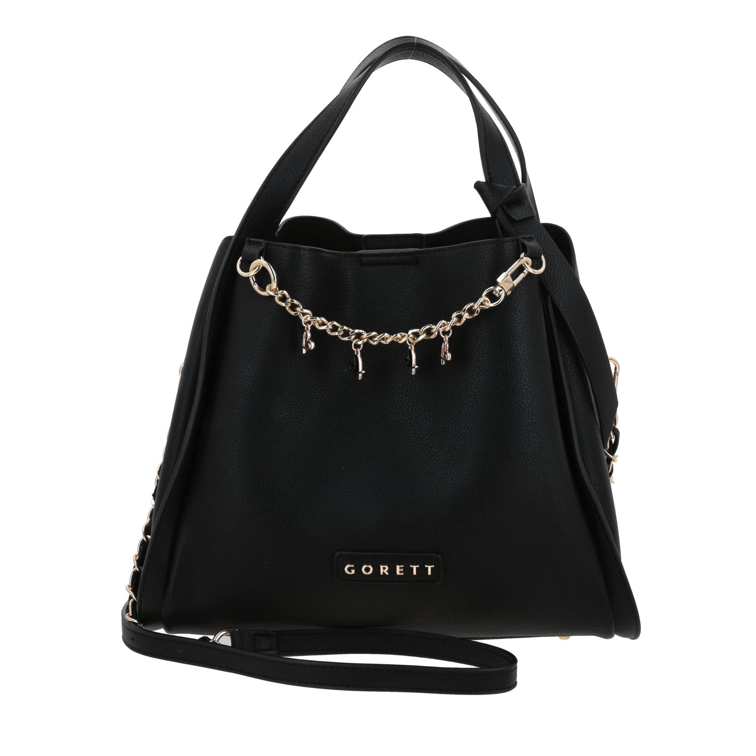 Bolsa de Mano para Dama Gorétt Negra con Asas Ajustables y Estilo Casual