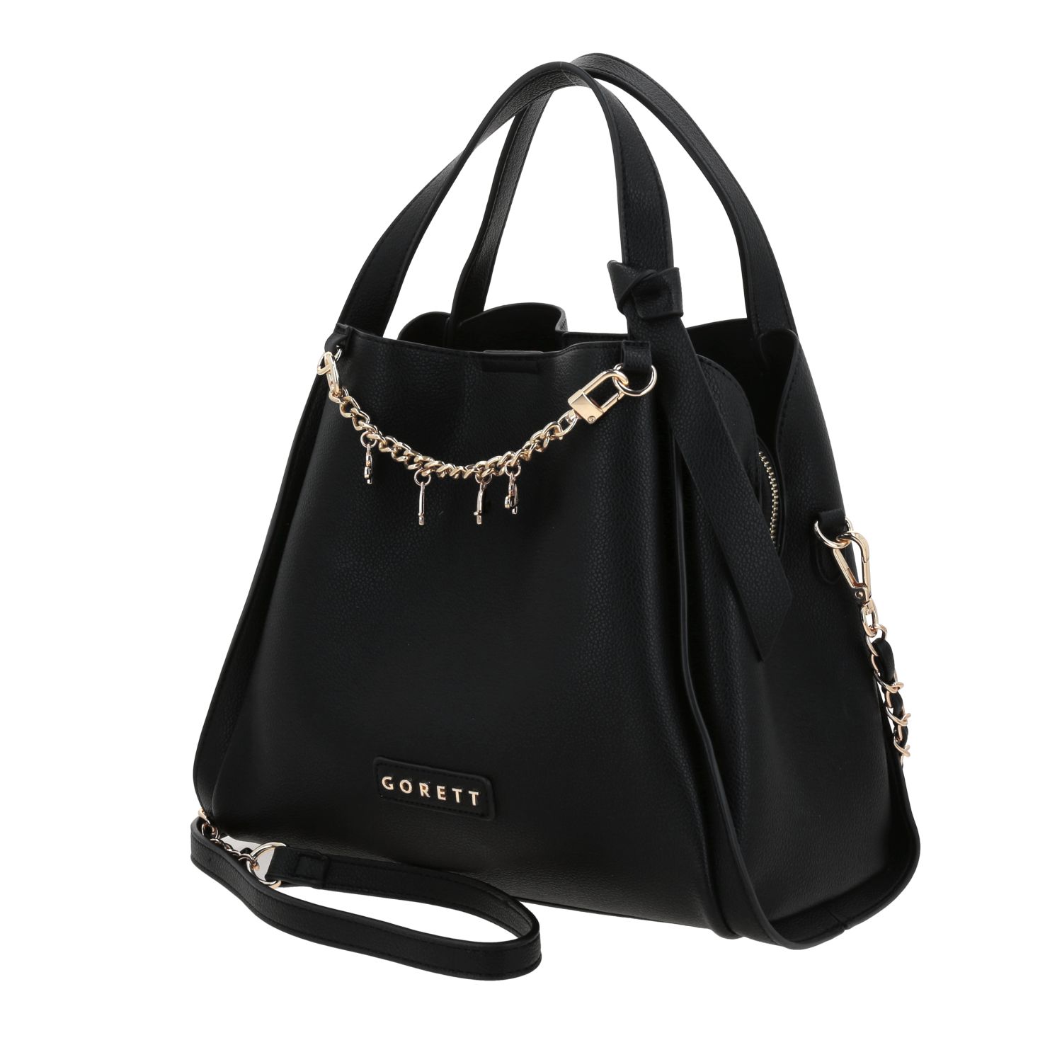 Bolsa de Mano para Dama Gorétt Negra con Asas Ajustables y Estilo Casual 2