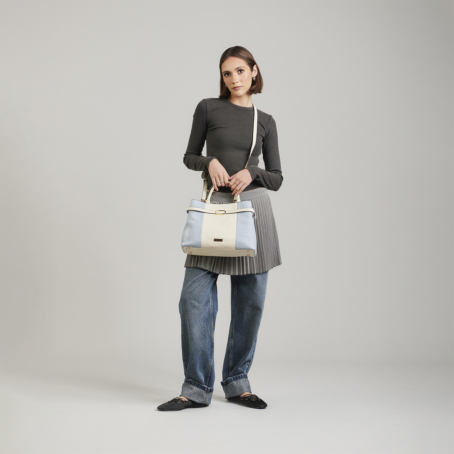 Bolsa de Mano para Dama Madison by Chenson Azul con Triple Compartimento - vista 2