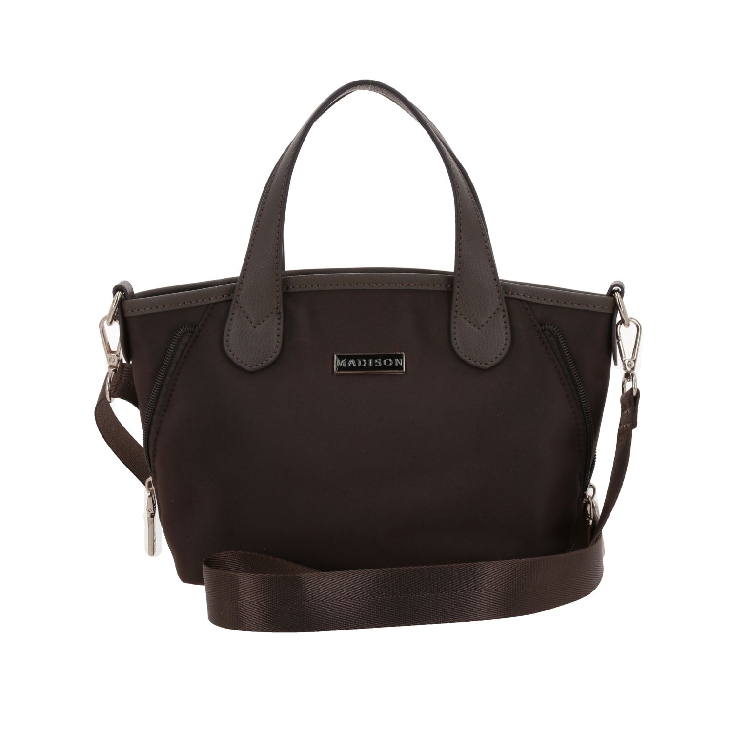 Bolsa de mano para dama Madison by Chenson Café satinado – Elegancia y funcionalidad