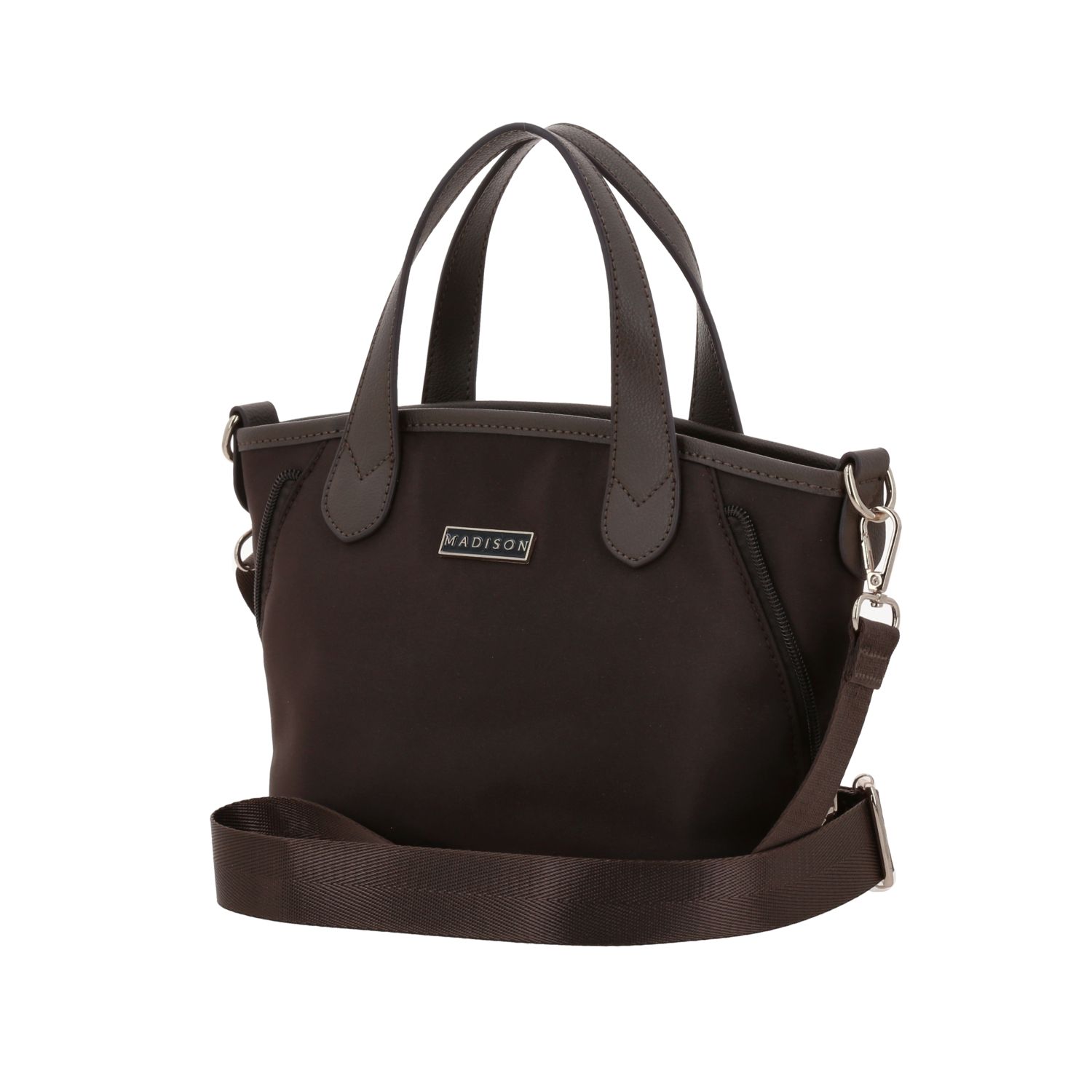 Bolsa de mano para dama Madison by Chenson Café satinado – Elegancia y funcionalidad 2