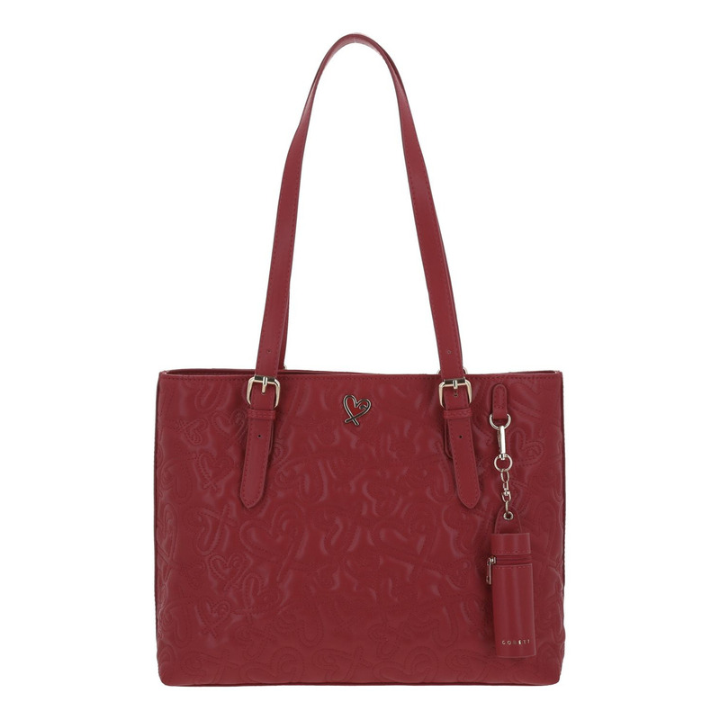 Bolsa Tote Gorett Shantal Gs25083-r Color Rojo Correa De Hombro Rojo Diseño De La Tela Corazones
