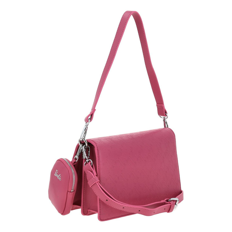 Bolso Baguette Barbie Gorett Color Rosa America Br25002-p Acabado De Los Herrajes Níquel Color Rosa Chicle Correa De Hombro Rosa Chicle Diseño De La Tela Liso - vista 2