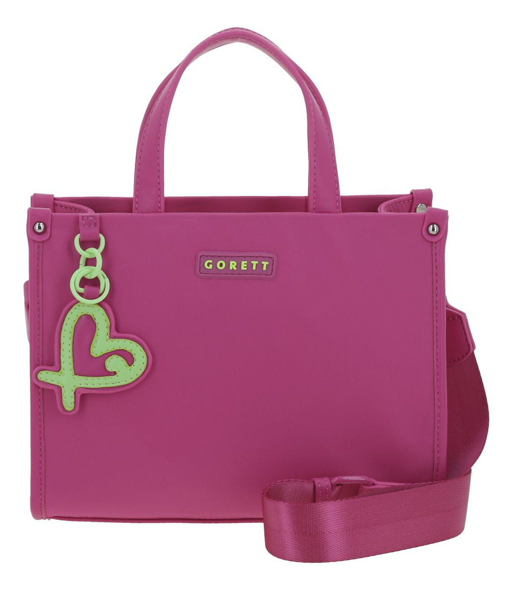 Bolso Chico Satchel Gorett Tay Rosa Para Dama Gs25088-p Acabado De Los Herrajes Níquel Color Rosa Chicle Correa De Hombro Rosa Chicle Diseño De La Tela Liso