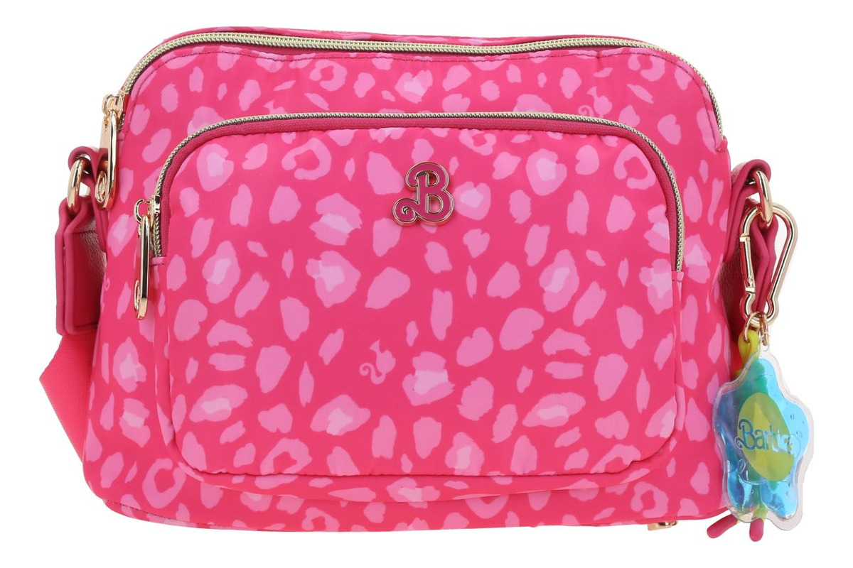 Bolso Crossbody Barbie Gorett Animal Print Estrella Rosa Acabado De Los Herrajes Oro Color Rosa Chicle Correa De Hombro Rosa Chicle