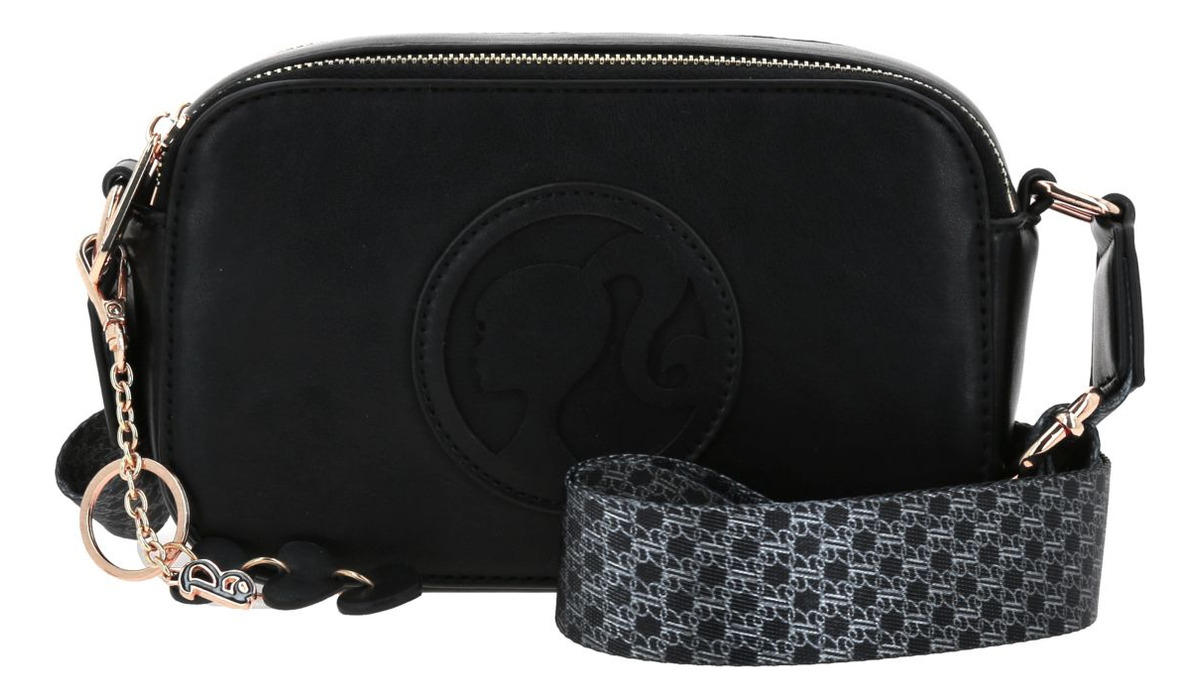Bolso Crossbody Barbie Gorett Larissa Color Negro Br25061-3 Acabado De Los Herrajes Níquel Diseño De La Tela Liso