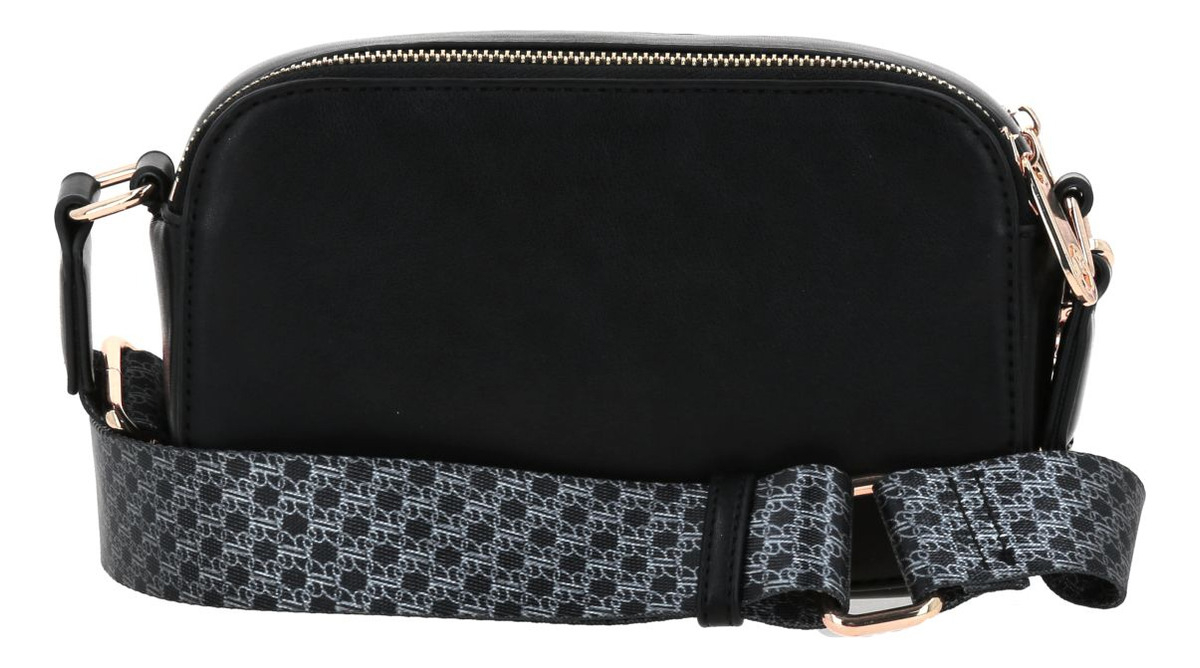 Bolso Crossbody Barbie Gorett Larissa Color Negro Br25061-3 Acabado De Los Herrajes Níquel Diseño De La Tela Liso 2