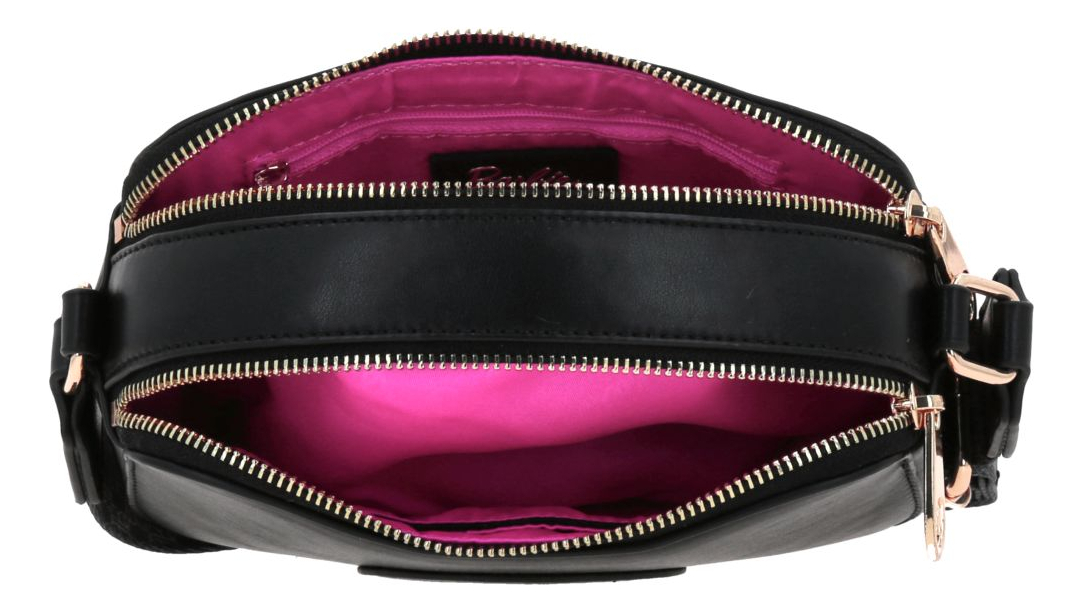 Bolso Crossbody Barbie Gorett Larissa Color Negro Br25061-3 Acabado De Los Herrajes Níquel Diseño De La Tela Liso 3