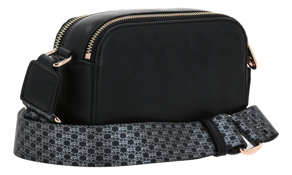 Bolso Crossbody Barbie Gorett Larissa Color Negro Br25061-3 Acabado De Los Herrajes Níquel Diseño De La Tela Liso 4