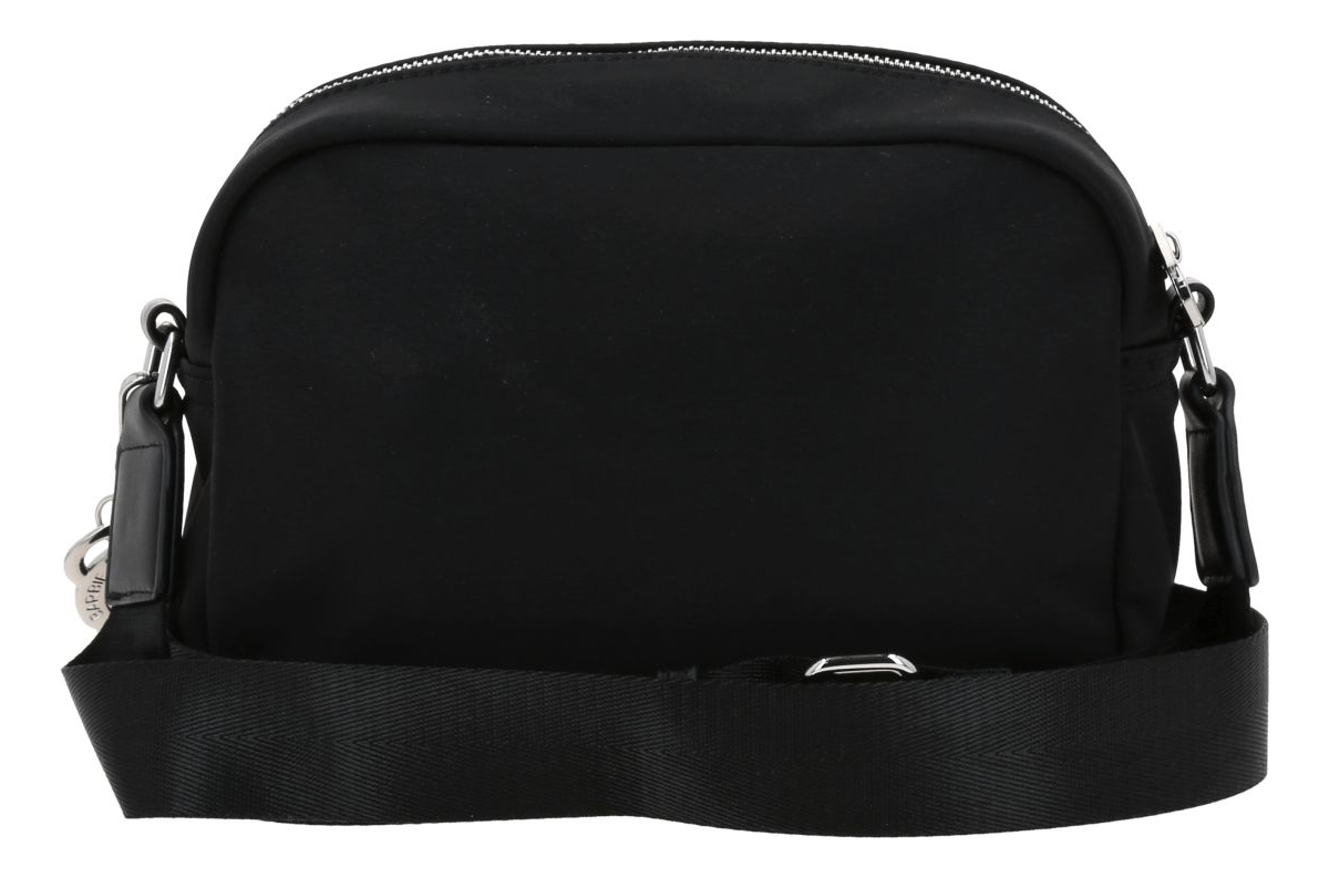 Bolso Crossbody Barbie Gorett Mediano Color Negro Gia Dama Acabado De Los Herrajes Níquel Diseño De La Tela Liso 2