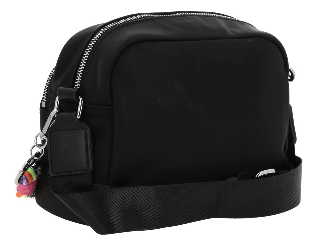 Bolso Crossbody Barbie Gorett Mediano Color Negro Gia Dama Acabado De Los Herrajes Níquel Diseño De La Tela Liso 5