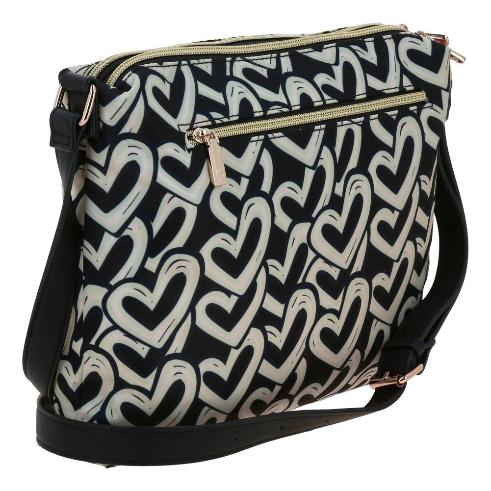 Bolso Crossbody Gorett Chenson Estela Negro Bolsillos Acabado De Los Herrajes Níquel Diseño De La Tela Corazón 2