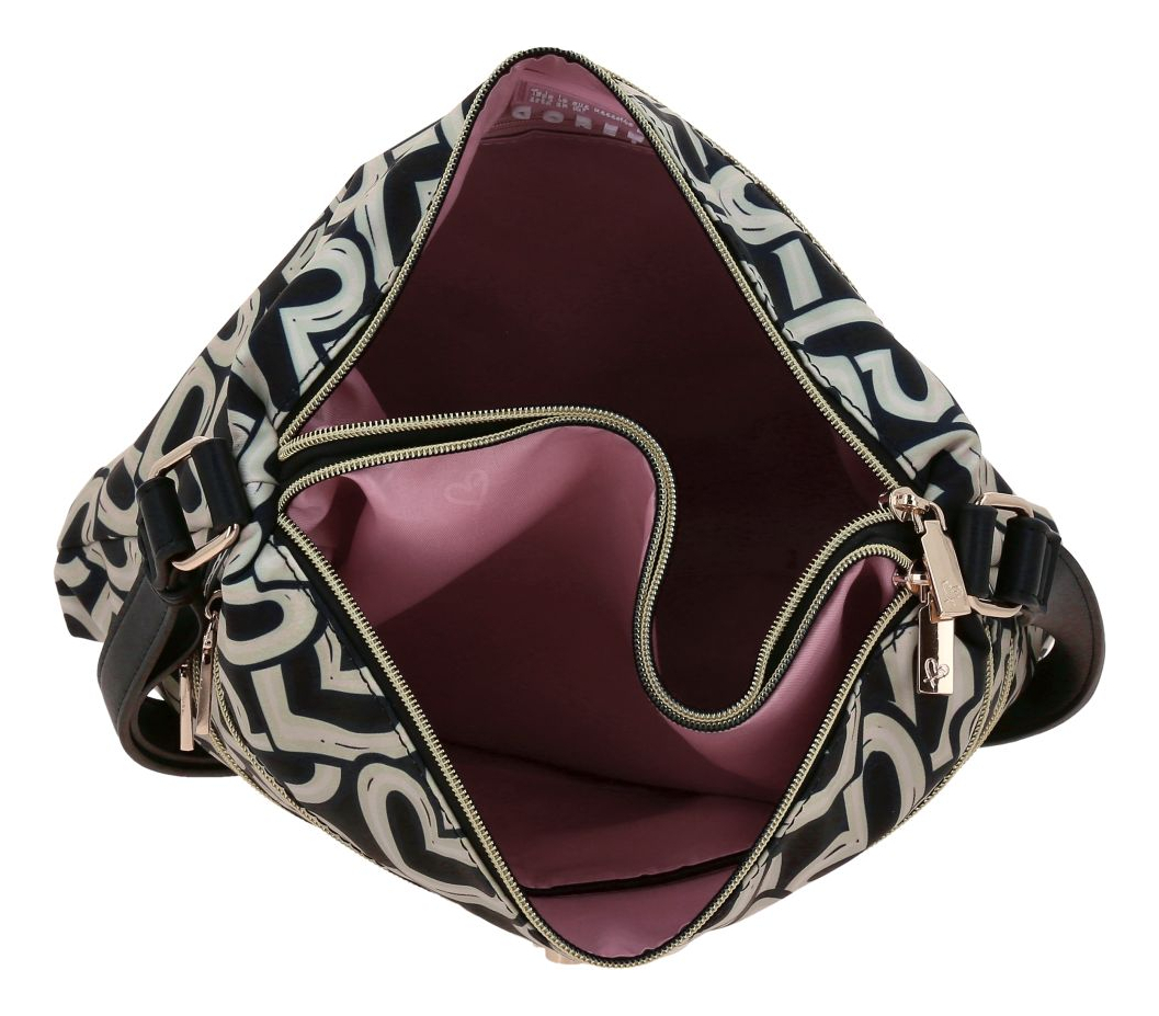 Bolso Crossbody Gorett Chenson Estela Negro Bolsillos Acabado De Los Herrajes Níquel Diseño De La Tela Corazón 3