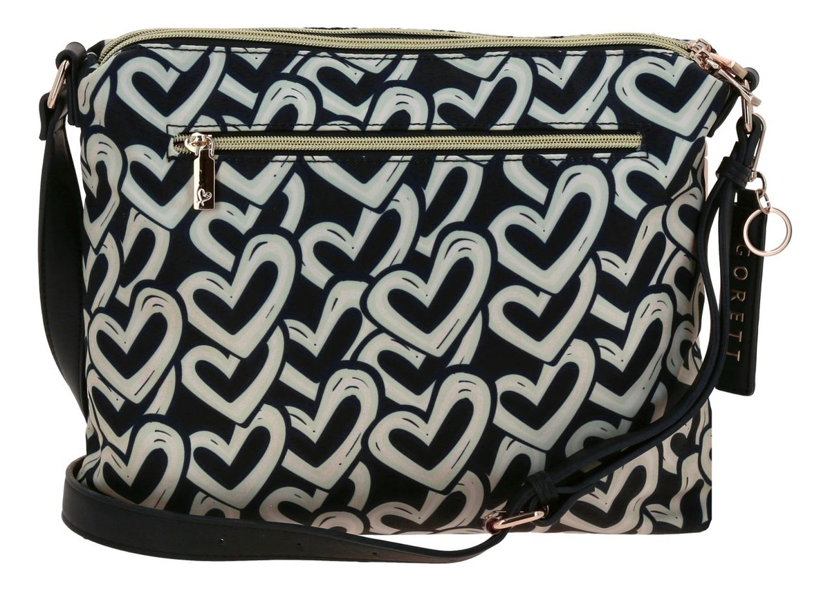 Bolso Crossbody Gorett Chenson Estela Negro Bolsillos Acabado De Los Herrajes Níquel Diseño De La Tela Corazón - vista 2