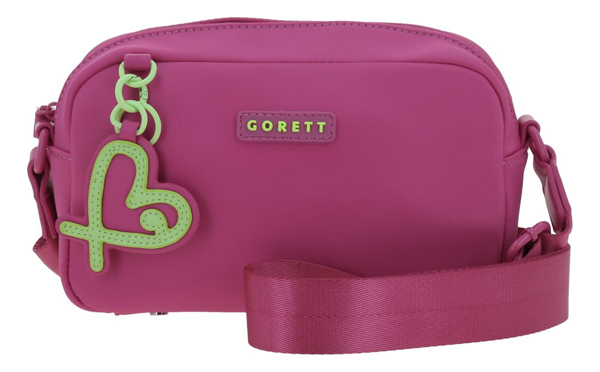 Bolso Crossbody Gorett Tay Color Rosa Dama Asa Ajustable Acabado De Los Herrajes Níquel Color Rosa Chicle Correa De Hombro Rosa Chicle Diseño De La Tela Liso