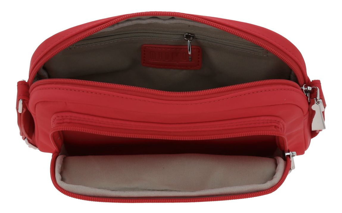Bolso Crossbody Madison Chenson Julia Color Rojo Para Dama Acabado De Los Herrajes Níquel Diseño De La Tela Liso 3