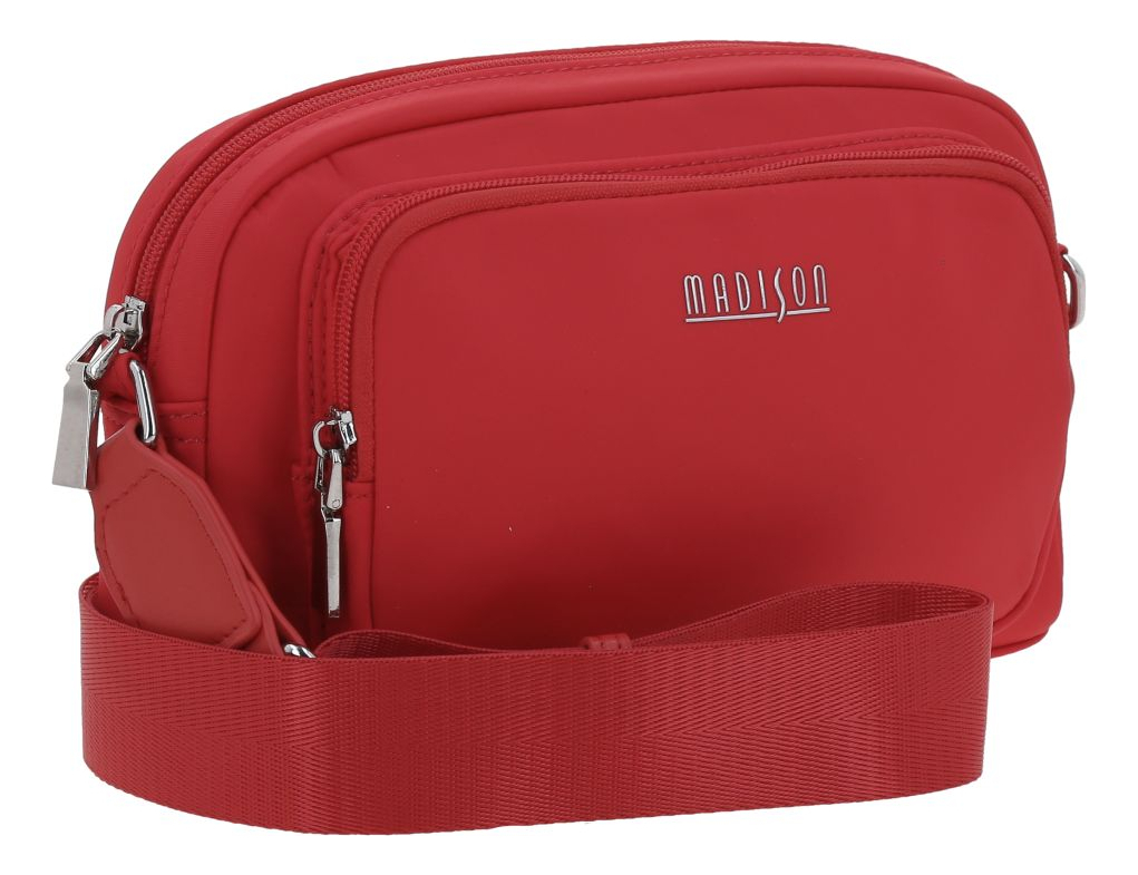 Bolso Crossbody Madison Chenson Julia Color Rojo Para Dama Acabado De Los Herrajes Níquel Diseño De La Tela Liso - vista 2
