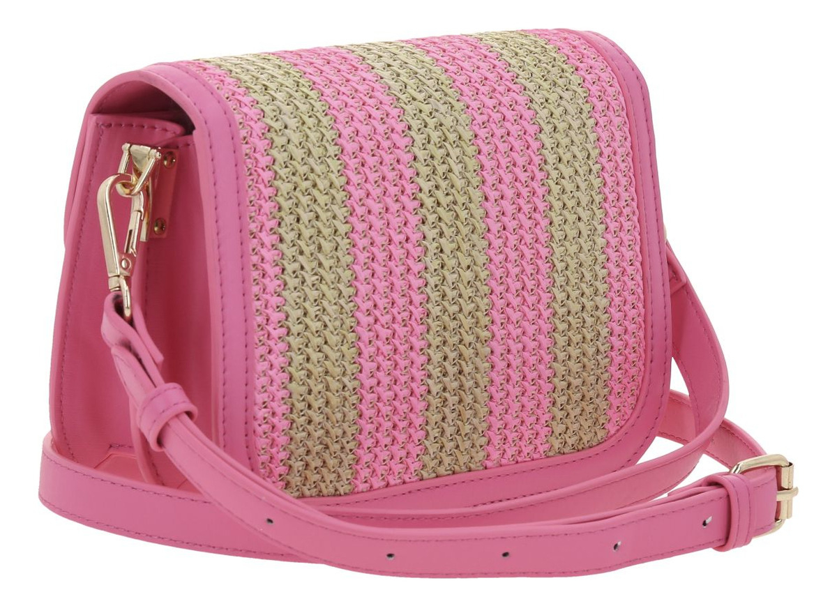 Bolso Crossbody Madison Chepina Rosa/negro Con Asa Larga Acabado De Los Herrajes Níquel Color Rosa Correa De Hombro Rosa Diseño De La Tela Lisa 3
