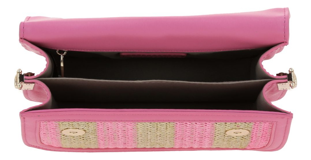 Bolso Crossbody Madison Chepina Rosa/negro Con Asa Larga Acabado De Los Herrajes Níquel Color Rosa Correa De Hombro Rosa Diseño De La Tela Lisa 4