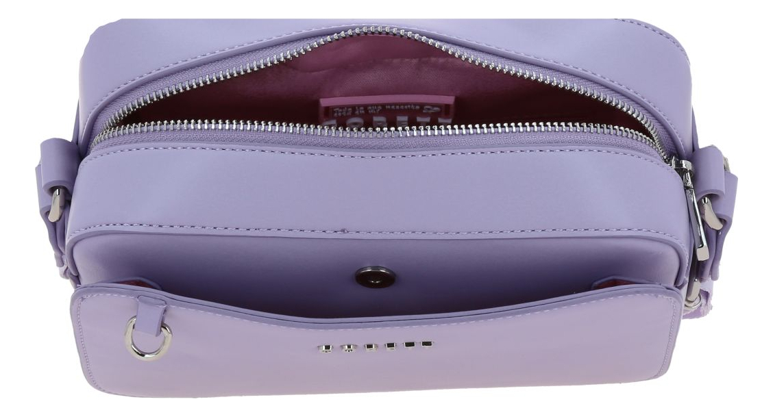 Bolso Crossbody Mediano Gorett Chenson Lizzie Para Dama Lila Acabado De Los Herrajes Níquel Diseño De La Tela Liso 4
