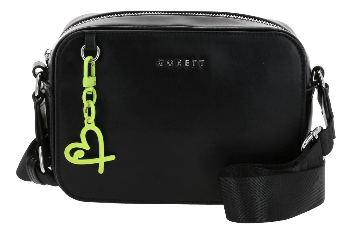 Bolso Crossbody Negro Gorett Chenson Lizzie Para Dama Acabado De Los Herrajes Níquel Diseño De La Tela Lisa