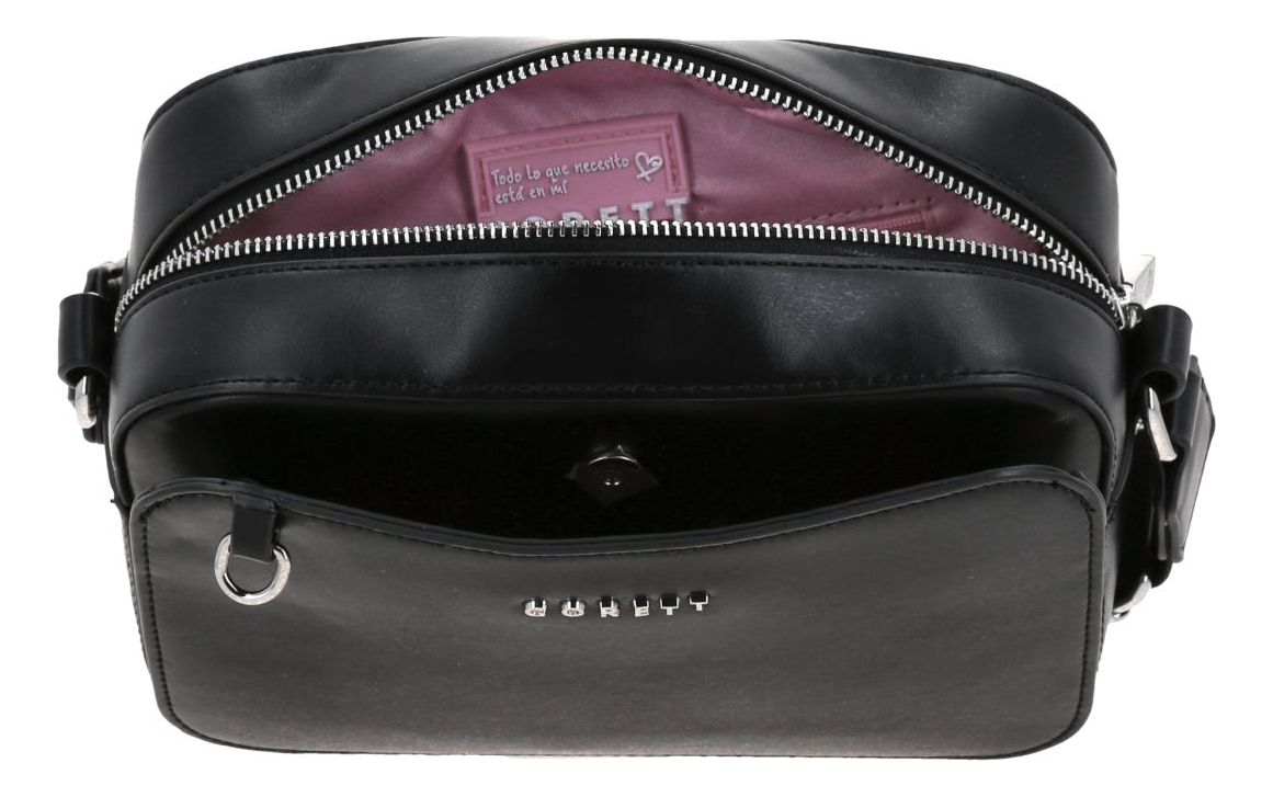 Bolso Crossbody Negro Gorett Chenson Lizzie Para Dama Acabado De Los Herrajes Níquel Diseño De La Tela Lisa 2
