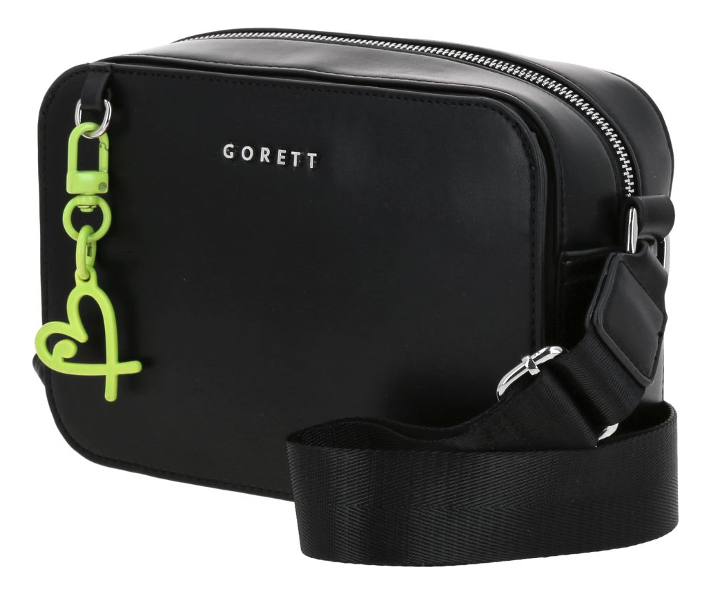 Bolso Crossbody Negro Gorett Chenson Lizzie Para Dama Acabado De Los Herrajes Níquel Diseño De La Tela Lisa 4