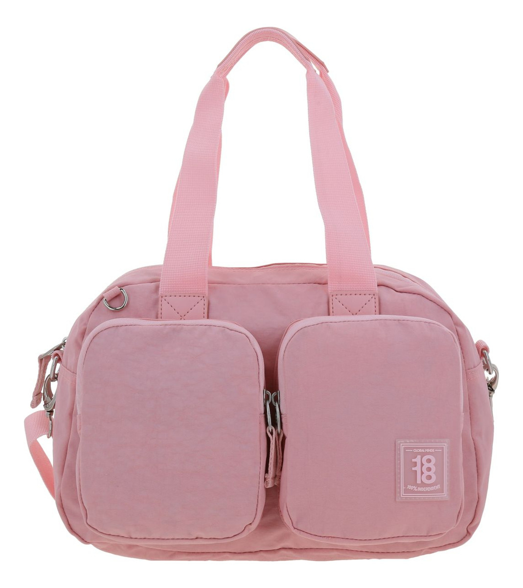 Bolso De Mano Y Hombro Chenson 1818 Zilp Grande Color Rosa Acabado De Los Herrajes Níquel Diseño De La Tela Lisa