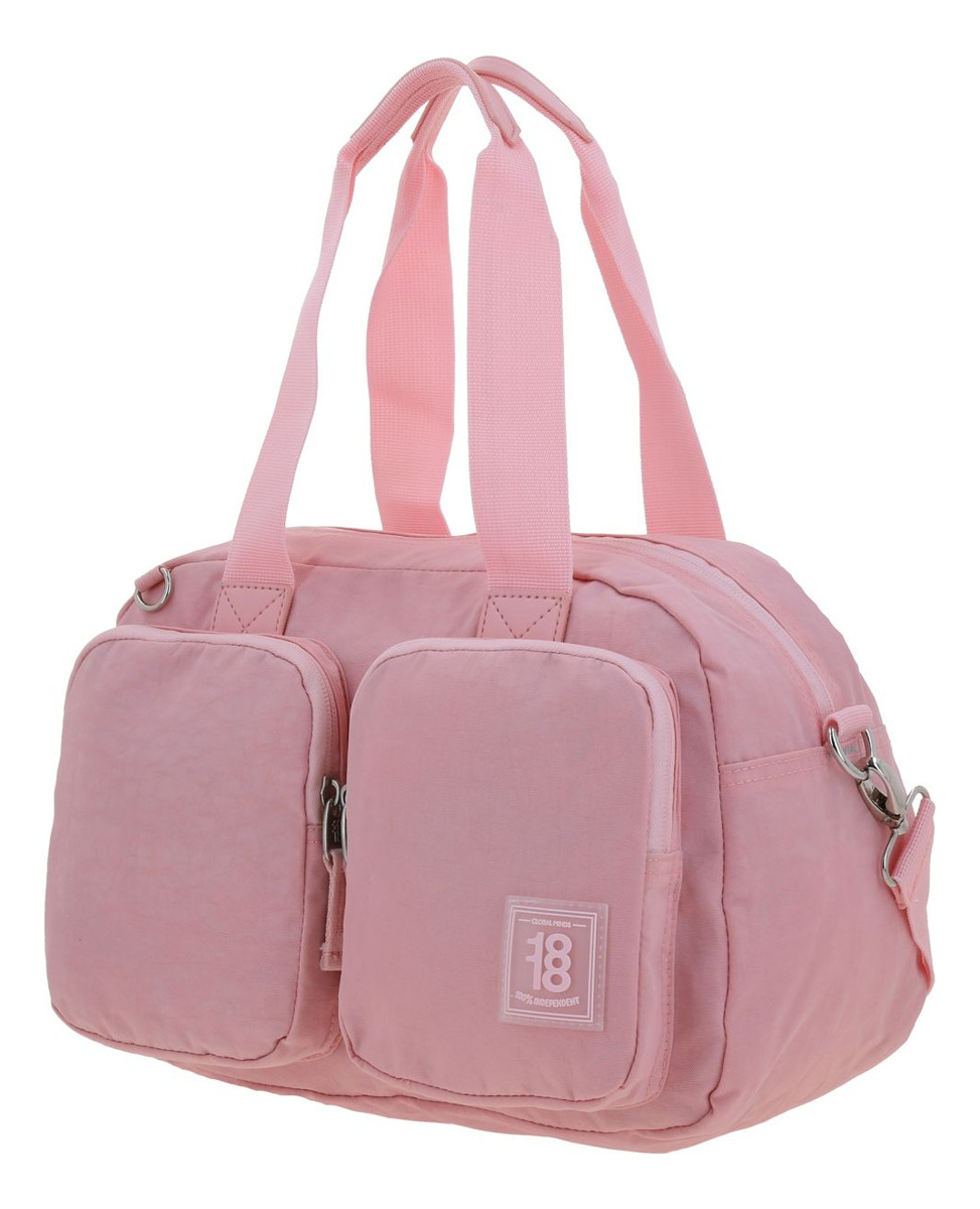 Bolso De Mano Y Hombro Chenson 1818 Zilp Grande Color Rosa Acabado De Los Herrajes Níquel Diseño De La Tela Lisa 2