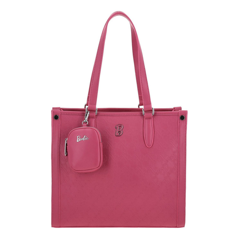 Bolso Tote Barbie Gorett Color Rosa America Br25001-p Acabado De Los Herrajes Níquel Color Rosa Chicle Correa De Hombro Rosa Chicle Diseño De La Tela Liso