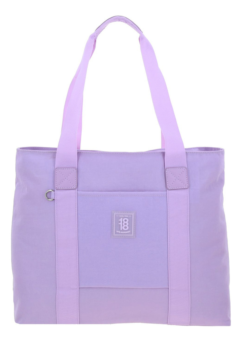 Bolso Tote Grande Chenson 1818 Zilp Impermeable Color Lila Acabado De Los Herrajes Níquel Diseño De La Tela Lisa