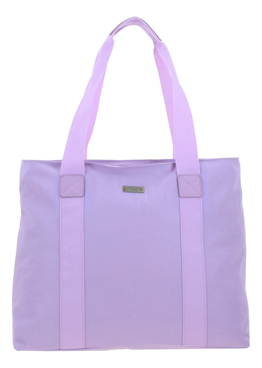 Bolso Tote Grande Chenson 1818 Zilp Impermeable Color Lila Acabado De Los Herrajes Níquel Diseño De La Tela Lisa 3