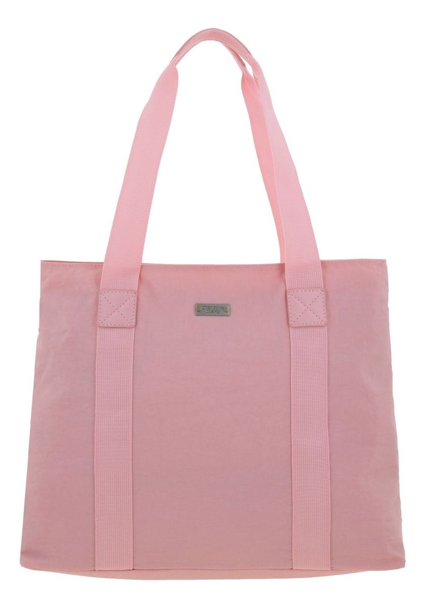 Bolso Tote Grande Chenson 1818 Zilp Impermeable Color Rosa Acabado De Los Herrajes Níquel Diseño De La Tela Lisa - vista 2