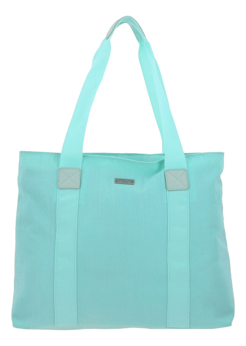 Bolso Tote Grande Chenson 1818 Zilp Impermeable Turquesa Acabado De Los Herrajes Níquel Diseño De La Tela Liso 3