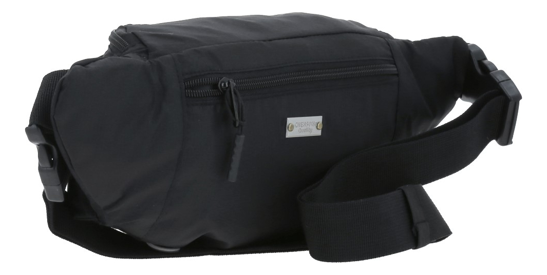 Cangurera Bolsa Canguro Chenson Negra Hombre Mujer Color Negro Diseño De La Tela Lisa 2