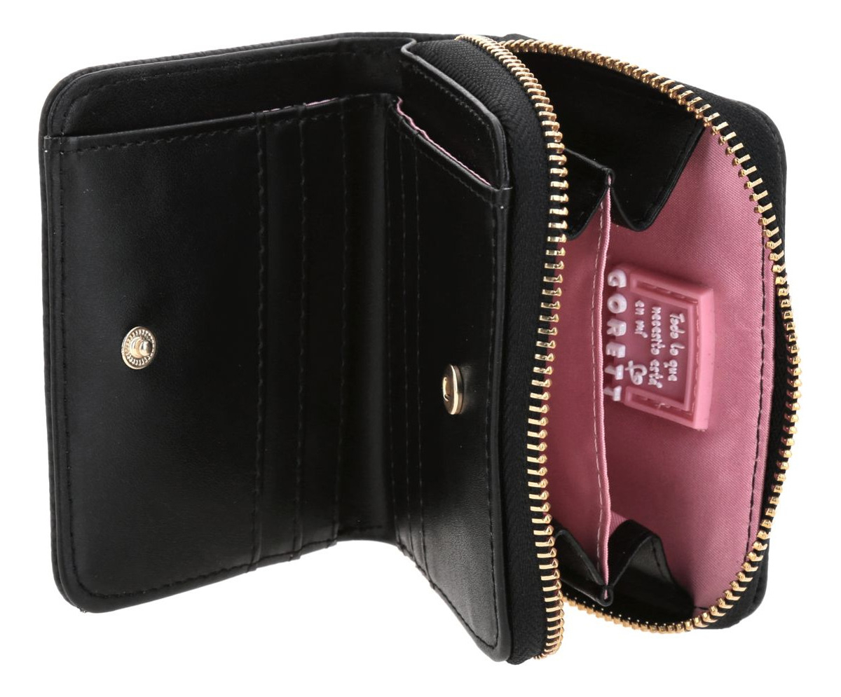 Cartera Monedero Chico Wallet Gorett Chenson Tracy Para Dama Color Negro Diseño De La Tela Liso - vista 2