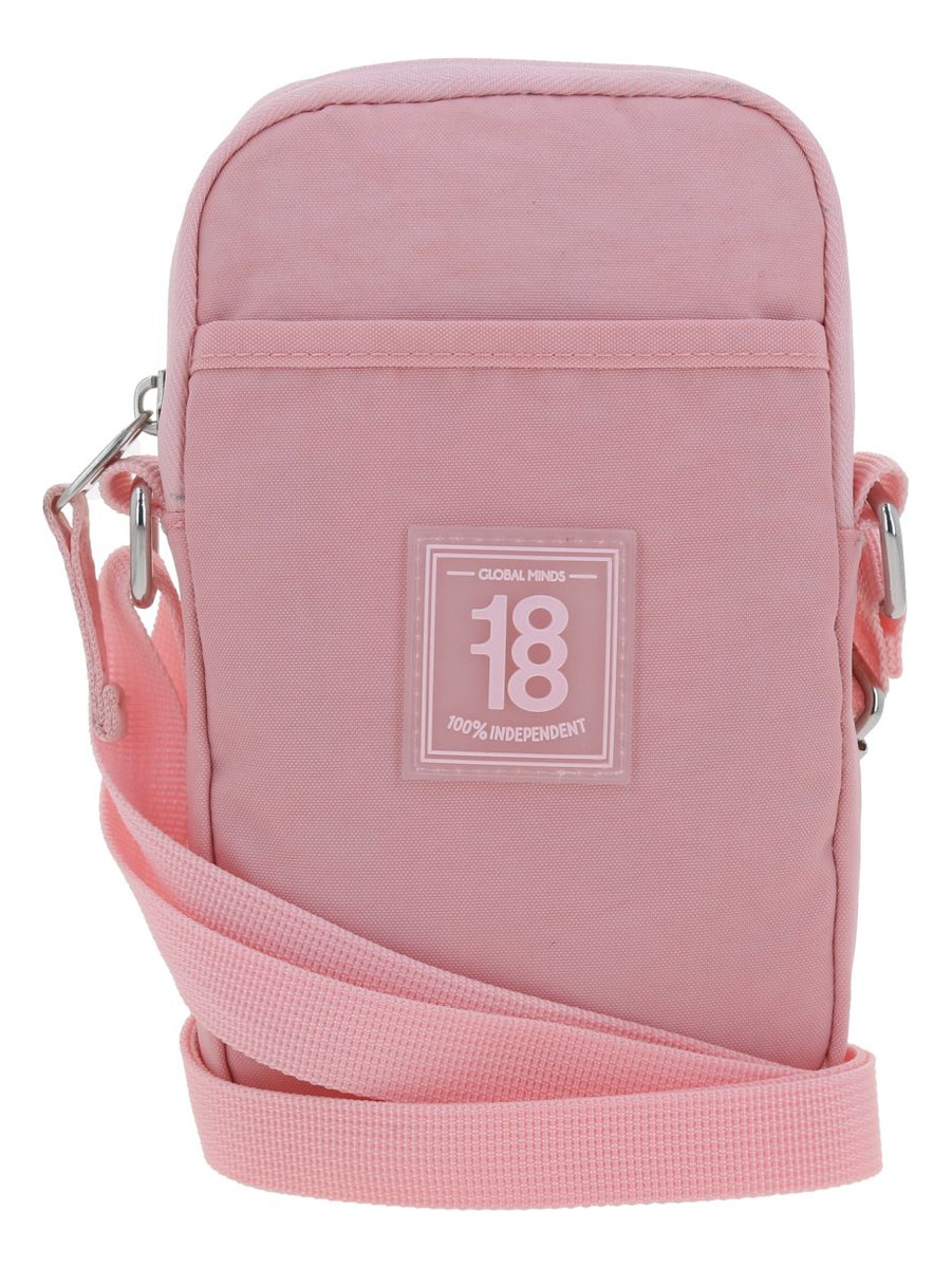 Crossbody Bandolera Chico Chenson 1818 Zilp Color Rosa Acabado De Los Herrajes Níquel Diseño De La Tela Lisa